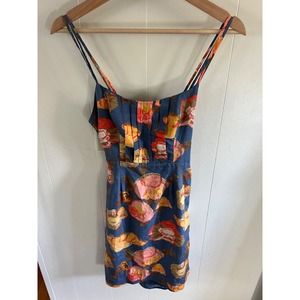 Maeve Anthropologie Sz 2 Dress Peony Silk Blend Floral Open Three Back Buttons